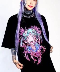 INVASION CLUB Mens Clothing Phage-Chan [Black] | T-SHIRT