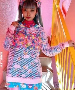 6%DOKIDOKI Kawaii Primal Pop [Pastel Baby Pink] | MESH TOP