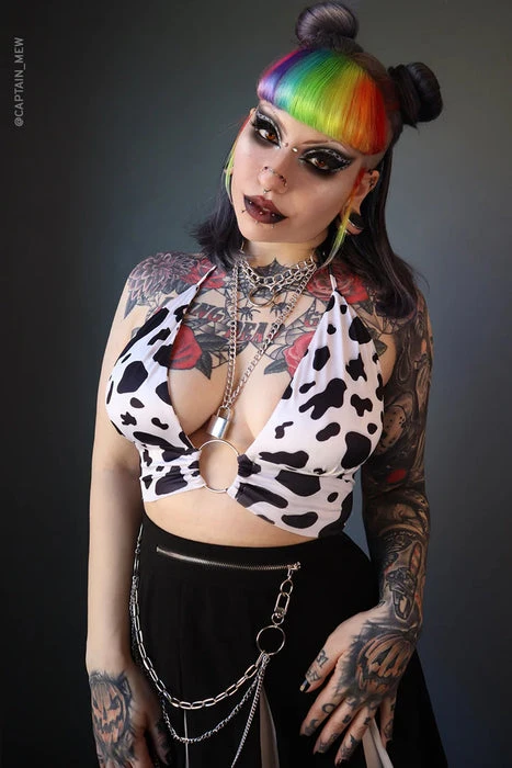 FOREST INK All Cow Print | O-RING HALTER TOP* - Image 10