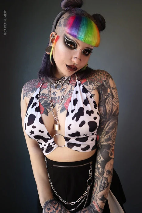 FOREST INK All Cow Print | O-RING HALTER TOP* - Image 9