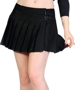 BANNED ALTERNATIVE Pastel Goth Darkdoll [Black] | MINI SKIRT -VERA’S EYECANDY Shop banned apparel sbn 216a blk buckle mini skirt 4 700x700