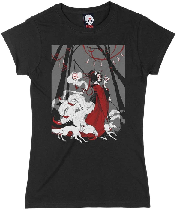 Kitsune Horrors | FITTED T-SHIRT BESERK CLOTHING All Kitsune Horrors | FITTED T-SHIRT -VERA’S EYECANDY Shop beserk kitsune horrors ladies