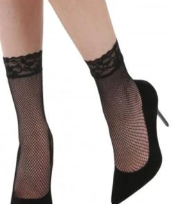 PAMELA MANN All Lace Trim Fishnet [Black] | ANKLE SOCKS