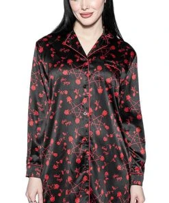 BLACKCRAFT All Pentagram Rose | SILKY PAJAMA DRESS