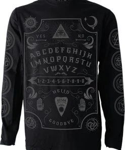 DARKSIDE CLOTHING Mens Clothing Grey Ouija Board | LONG SLEEVE T-SHIRT