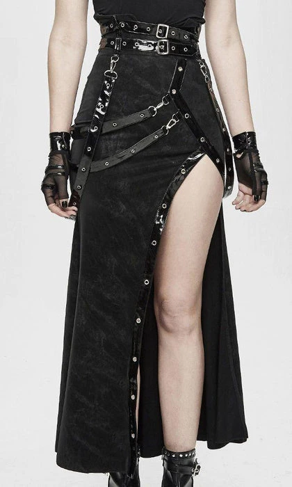 DEVIL FASHION Cyberpunk Punk Strapped | LONG SKIRT