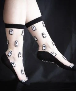 ECTOGASM Ghosts Sheer Ghost [Black/White] | CREW SOCKS