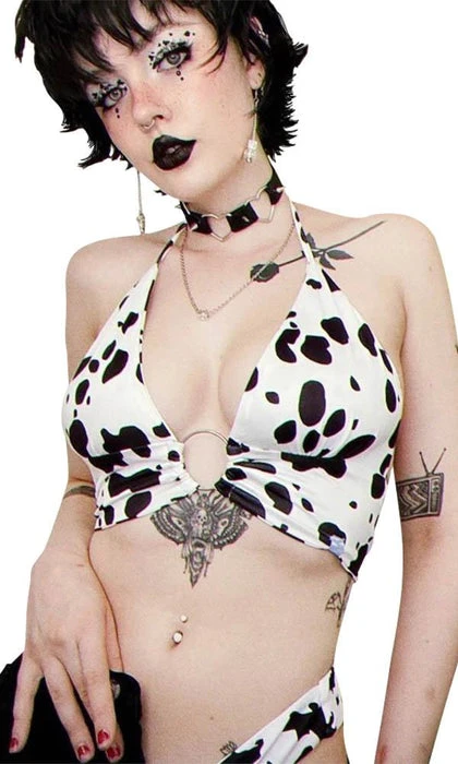 FOREST INK All Cow Print | O-RING HALTER TOP* - Image 2