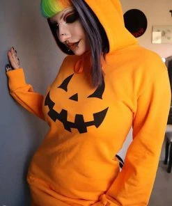 FOREST INK Halloween Haunted Hallows | HOODIE DRESS* -VERA’S EYECANDY Shop forest ink jack o lantern hoodie dress 4 4c697e31 4490 4dff b54d f6f53ed17421 700x700