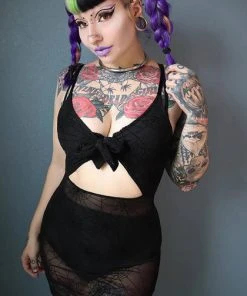 FOREST INK All Spider Web | MESH FRONT TIE DRESS*