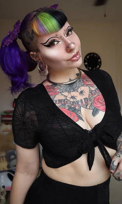 FOREST INK All Spider Web | MESH FRONT TIE TOP