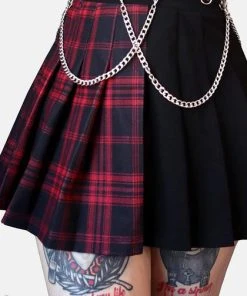 FOREST INK Grunge Tartan | PLEATED CHAIN SKIRT