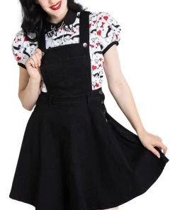HELL BUNNY Pastel Goth Dakota [Black] | PINAFORE DRESS