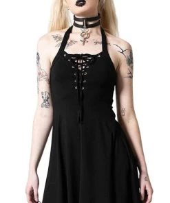 KILLSTAR Skulls Gothica | HALTER DRESS**