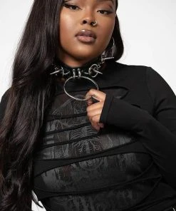 KILLSTAR Grunge Sirena | SLASHED LONG SLEEVE TOP**