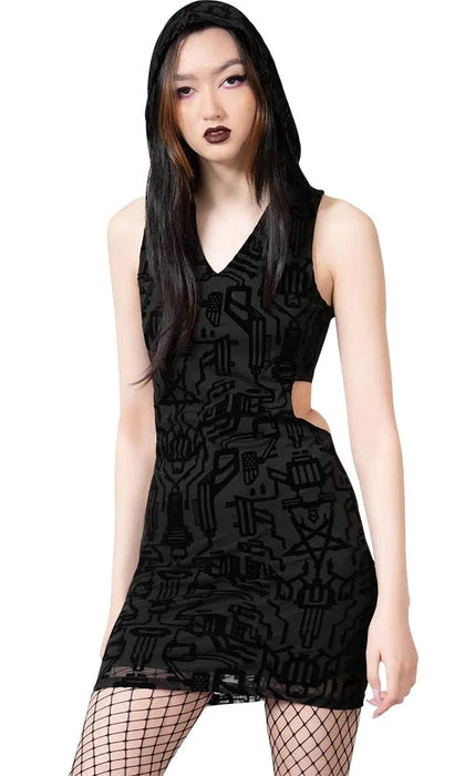 KILLSTAR Cyberpunk Ultravox Mesh | HOODED DRESS*