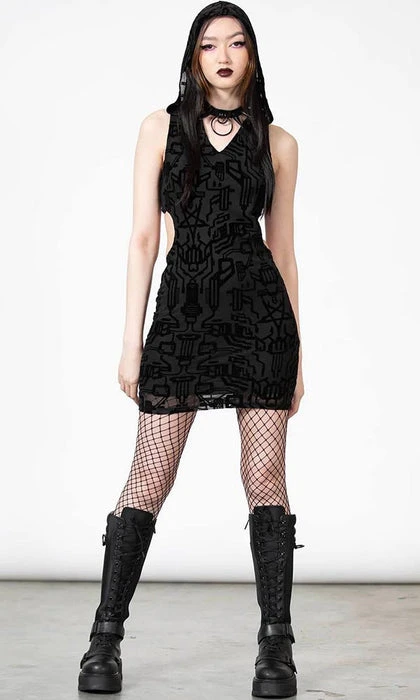 KILLSTAR Cyberpunk Ultravox Mesh | HOODED DRESS* - Image 4