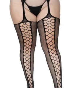 LEG AVENUE Burlesque Dual Net | GARTER STOCKINGS -VERA’S EYECANDY Shop leg avenue dual net garter stockings 7 700x700