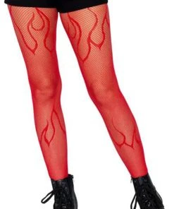 LEG AVENUE Halloween Flame [Red] | FISHNET TIGHTS -VERA’S EYECANDY Shop leg avenue flame red fishnet tights 3 700x700