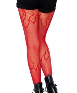 LEG AVENUE Halloween Flame [Red] | FISHNET TIGHTS -VERA’S EYECANDY Shop leg avenue flame red fishnet tights 4 700x700