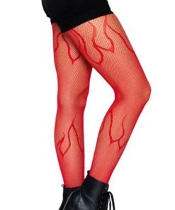 LEG AVENUE Halloween Flame [Red] | FISHNET TIGHTS -VERA’S EYECANDY Shop leg avenue flame red fishnet tights 6 700x700