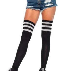 LEG AVENUE All Gina Athletic [Black/White] | THIGH HIGH STOCKINGS