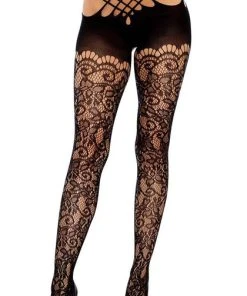 LEG AVENUE All Ivy Lace | CROTCHLESS STOCKINGS