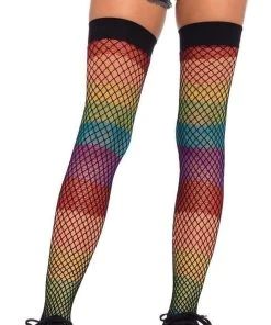 LEG AVENUE Rainbows & Pride Jazzy Rainbow | FISHNET THIGH HIGHS
