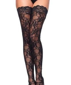 LEG AVENUE Burlesque Bree Floral Lace | THIGH HIGHS