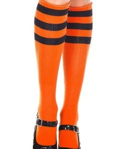 MUSIC LEGS Halloween Triple Stripe [Orange/Black] | KNEE HIGH SOCKS