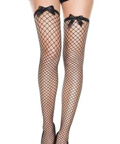 MUSIC LEGS Burlesque Mini Diamond Net Bow [Black] | THIGH HIGHS