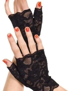 MUSIC LEGS All Black Lace | FINGERLESS GLOVES