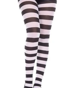 MUSIC LEGS Halloween Wide Striped [Black/White] | TIGHTS