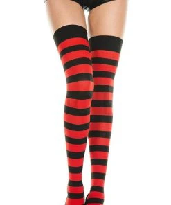 MUSIC LEGS All Wide Stripe [Black/Red] | THIGH HIGHS