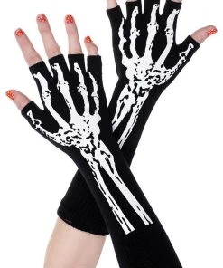 MUSIC LEGS Halloween Skeleton Print | FINGERLESS GLOVES