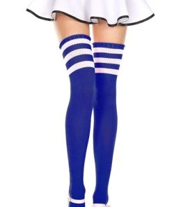 MUSIC LEGS All Athletic Striped [Royal Blue/White] | THIGH HIGHS