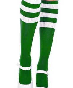MUSIC LEGS All Triple Stripe [Kelly Green/White] | KNEE HIGH SOCKS