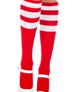 MUSIC LEGS All Triple Stripe [Red/White] | KNEE HIGH SOCKS