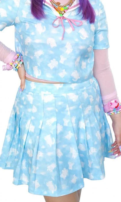 MY VIOLET Kawaii Cloudy Day | PLEATED SKIRT` - Image 2