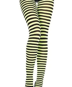 MUSIC LEGS Halloween Striped [Black/Neon Green] | TIGHTS