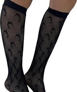 PAMELA MANN Halloween Crescent Moon | NET KNEE SOCKS