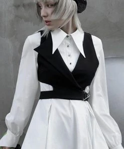 PUNK RAVE Corporate + Office Wear Enigma | VEST -VERA’S EYECANDY Shop punk rave asymmetric lapel waistcoat 4 1ee05d7e 46ac 43e2 ba2c 3960427f7cad 700x700