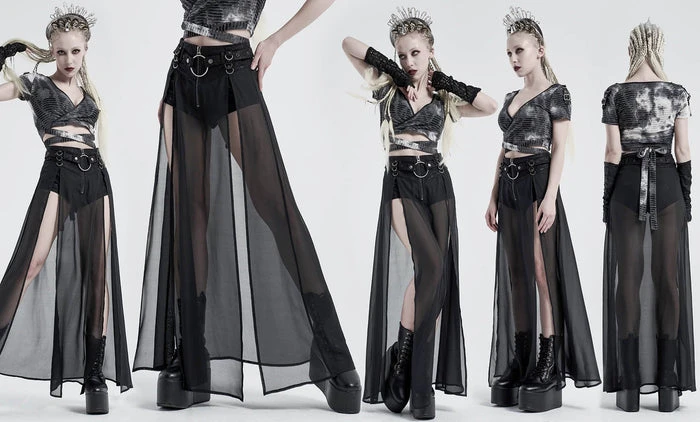 PUNK RAVE Grunge Purgatory | SHEER SKIRT - Image 8