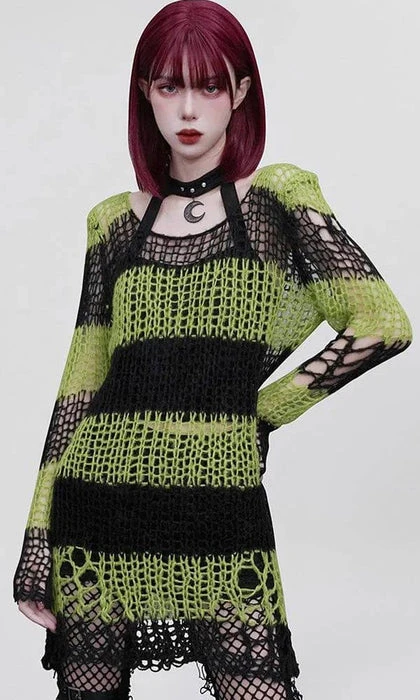 Jezebel | STRIPES SWEATER PUNK RAVE Grunge Jezebel | STRIPES SWEATER -VERA’S EYECANDY Shop punk rave grunge ripped stripes sweater 2 85f156c9 c154 48a5 9376