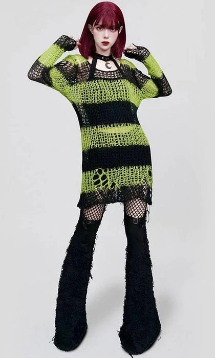 Jezebel | STRIPES SWEATER PUNK RAVE Grunge Jezebel | STRIPES SWEATER -VERA’S EYECANDY Shop punk rave grunge ripped stripes sweater 4 68ae06f3 35b9 43f4 9cd8