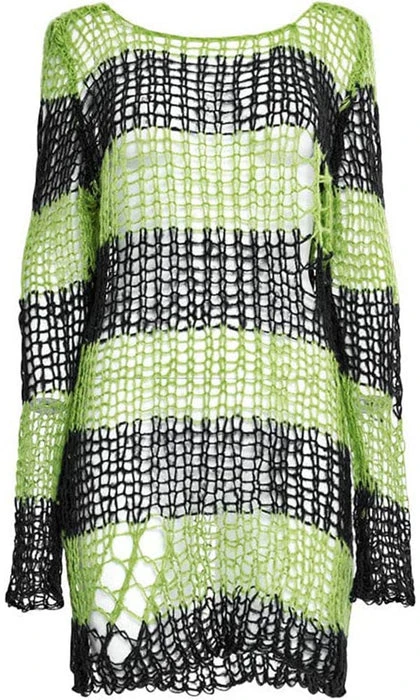 Jezebel | STRIPES SWEATER PUNK RAVE Grunge Jezebel | STRIPES SWEATER -VERA’S EYECANDY Shop punk rave grunge ripped stripes sweater 6 ca775d2b 7c79 4b5f a911