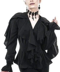 RESTYLE All Dafne [Black] | RUFFLE SHIRT