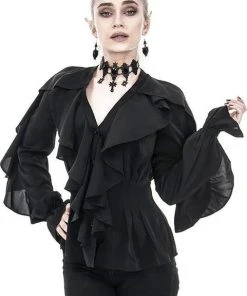 RESTYLE All Dafne [Black] | RUFFLE SHIRT -VERA’S EYECANDY Shop restyle dafne black ruffle shirt 2 01037eaf 4fb6 4591 9ecc 5ec046502e1d 700x700