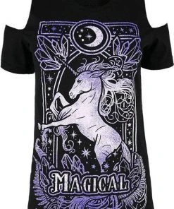 RESTYLE The Moon Magical Unicorn [Purple] | COLD SHOULDER T-SHIRT