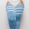 THUNDA THIGHS Pastel Goth Pastel Blue & Stripes | THIGH HIGH SOCKS